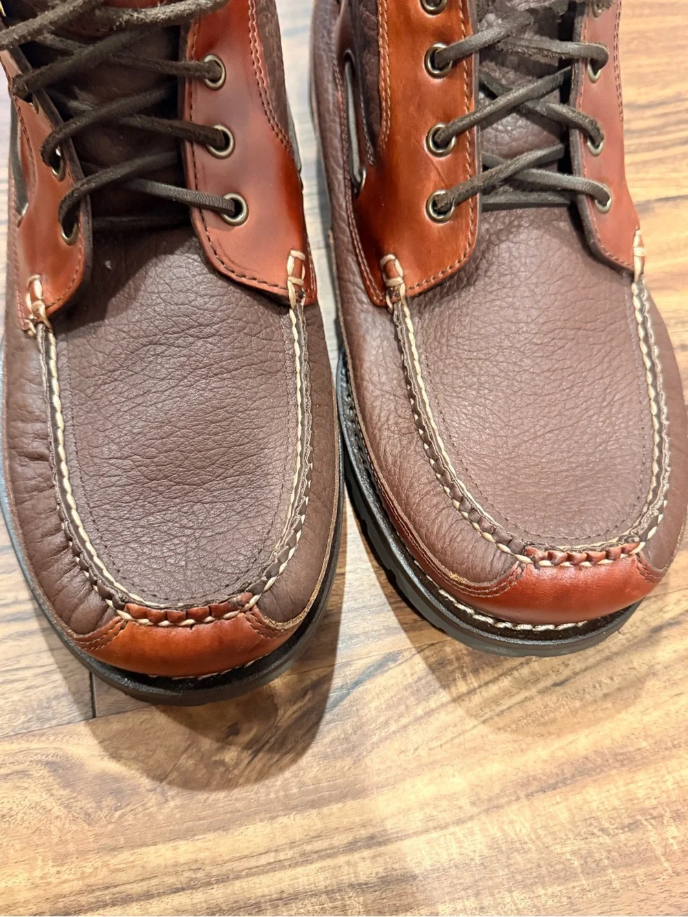 L.L. Bean Allagash Chukka Boots Men 14 D Brown Bison Leather Moc Toe 244479